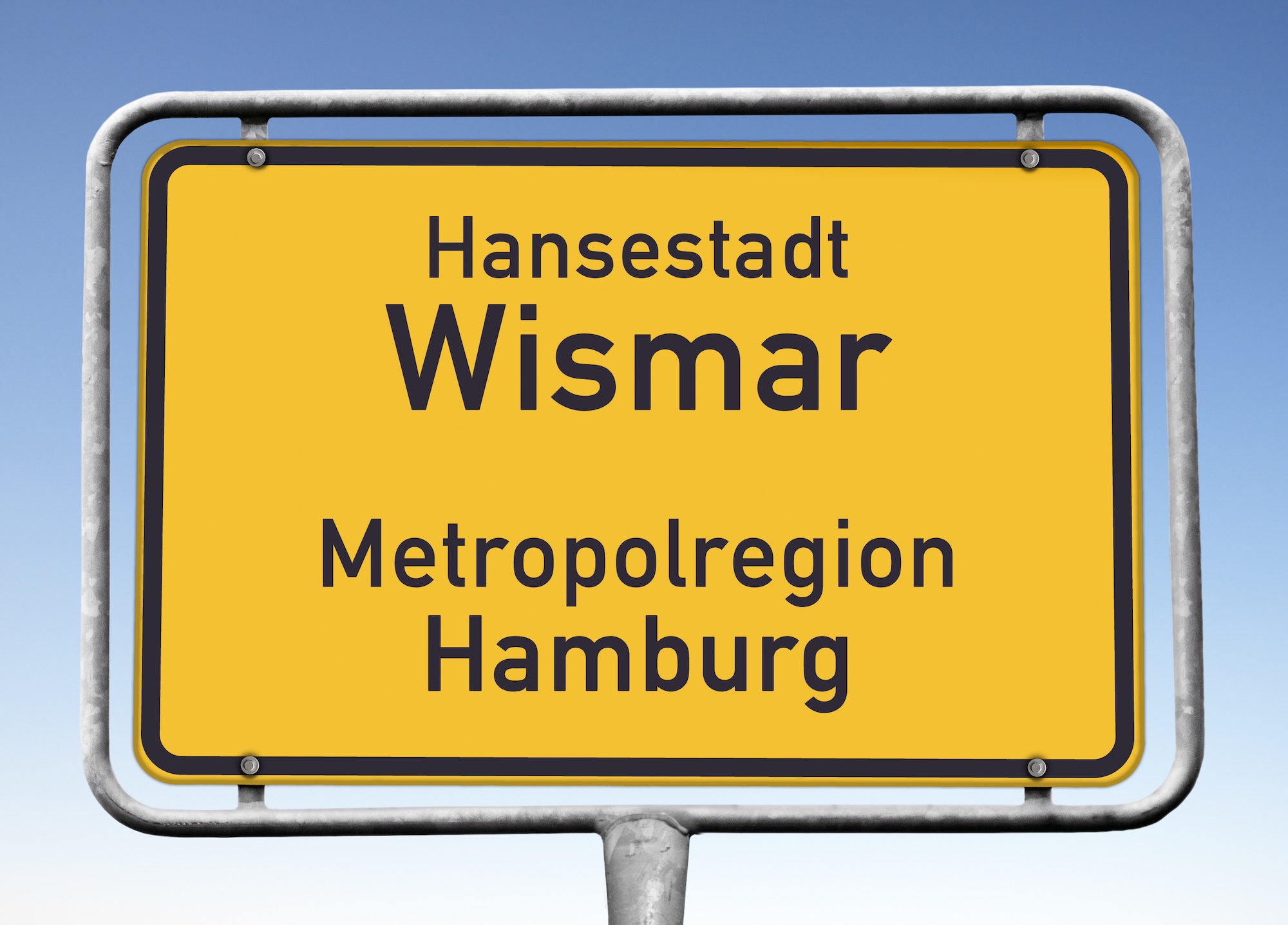 Hansetadt Wismar Ortseingangsschild